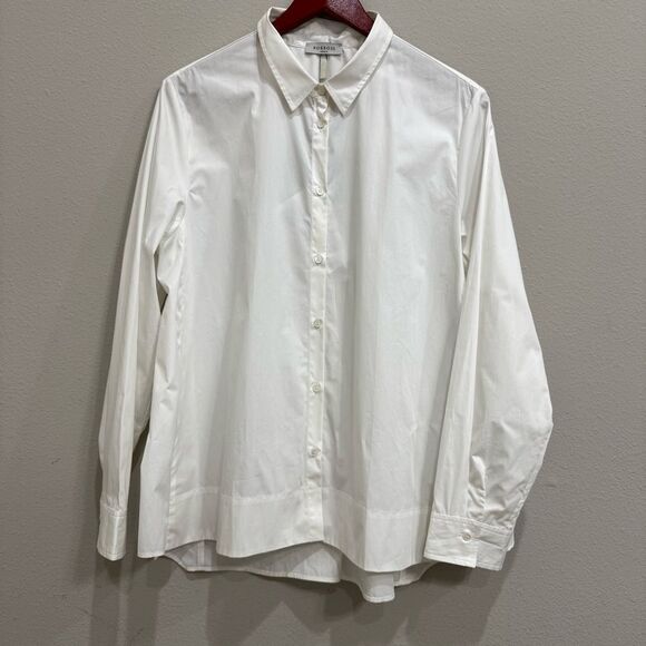 Rosso35 Long Sleeve Tunic Blouse‎ Large White Cotton Button Up - Picture 1 of 12
